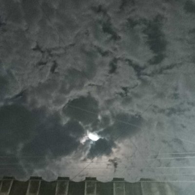 Night View Of Sky With Moon Under ☁️
