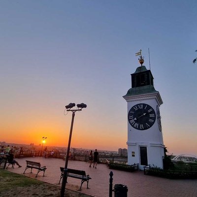 Beautiful sunset at Petrovaradin Fortress