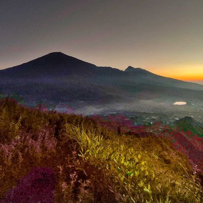 view Gunung rinjani dari punggungan bukit pergangsingan