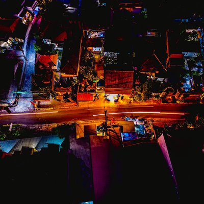 Night Mode Drone Photo In Bali