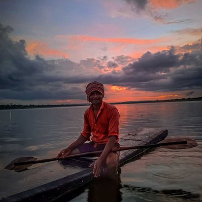  (भिल)Fishing in small Dam at Sunset time.