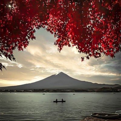 colaboration autumn and mount Fuji 