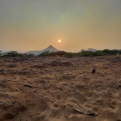 a beautiful sunset in desert  