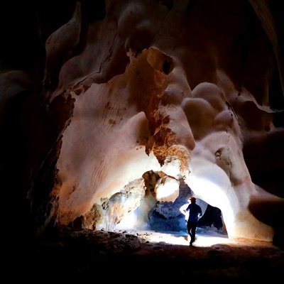 Exploring the limestone cave