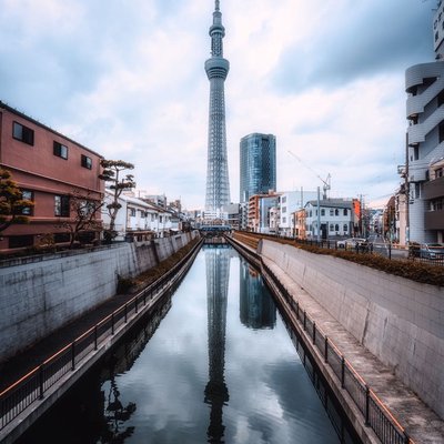 Tokyo skytree and reflection on the river🤩