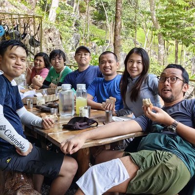 Team eat. after a long 3-4 hours Hike 