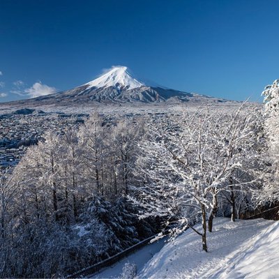 Fujiyoshida City Covered by Full of Snow