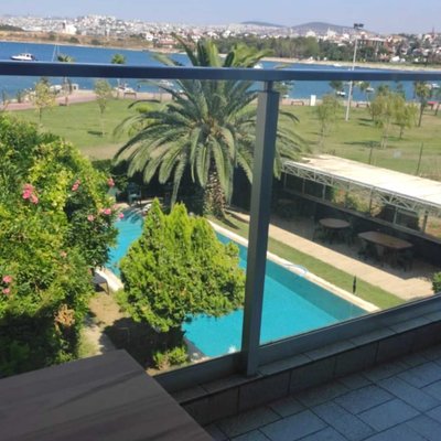 on the balcony