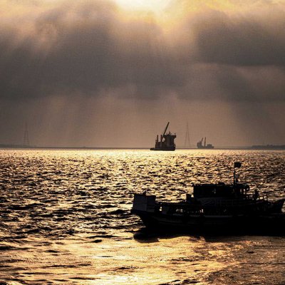 Golden hour and silhouette ft Ships and boats