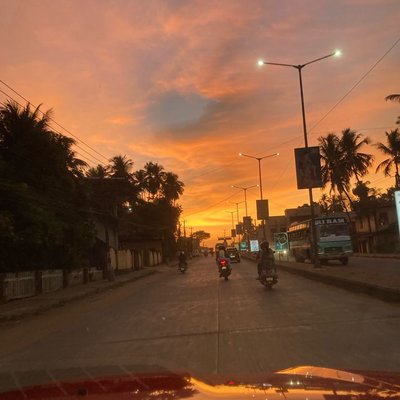 Udupi- sunset view from the street 