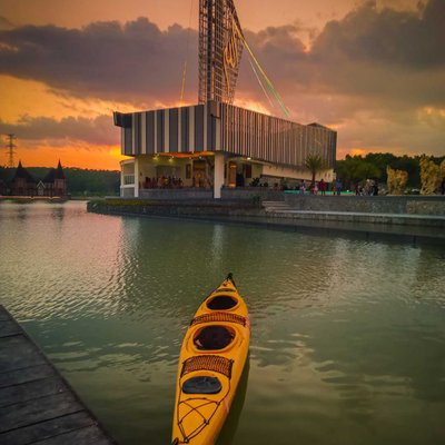 Canoes in lake