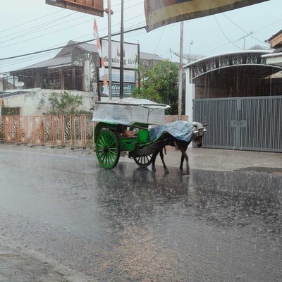 Pejuang keluarga di tengah hujan