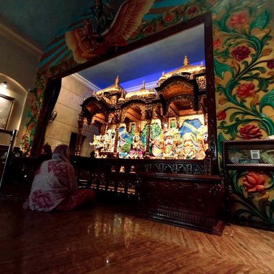 Worshipping at ISKCON Radha Govinda Temple 