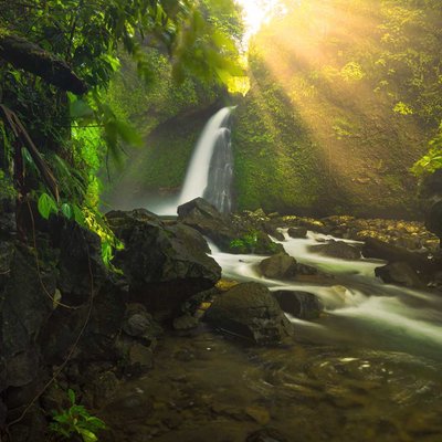 the beauty of the morning at the Palak Siring waterfall