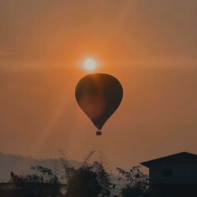 Hot air balloon as seen from Pokhara