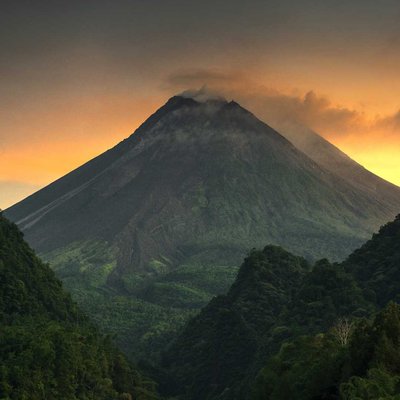 Golden Sunrise Merapi Mountain