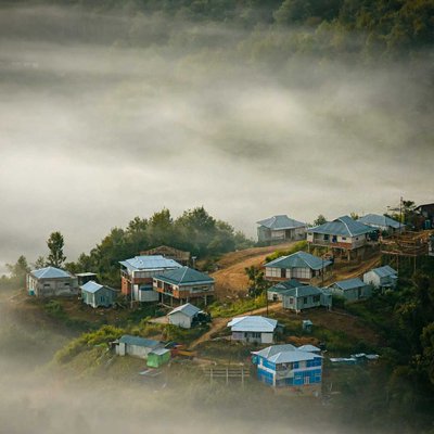 A town in clouds
