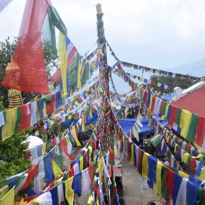 Prayer flags at Jamacho Gumba