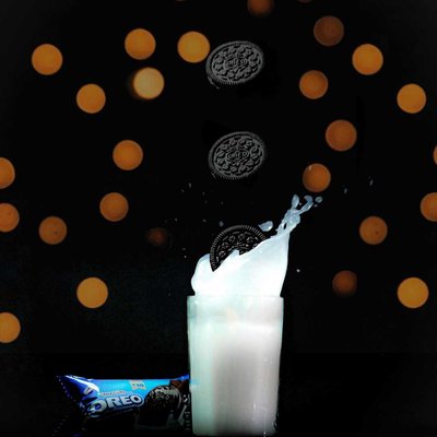 the Oreo and the milk
