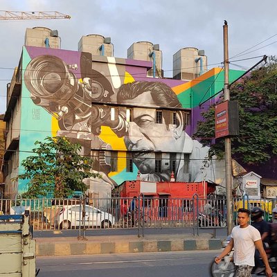 Giant mural of Satyajit Ray