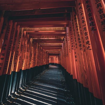 Orange torri gates tunnels at Fushimi inari-taisha⛩⛩