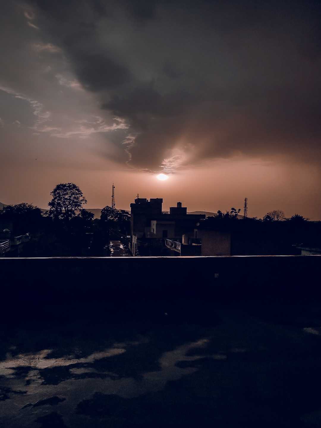 sunset 🌇 with Raining shower