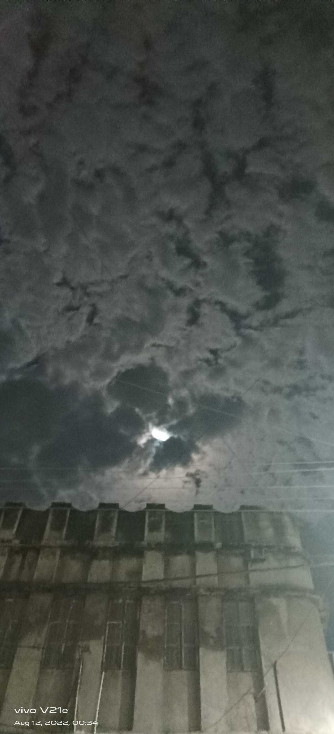 Night View Of Sky With Moon Under ☁️