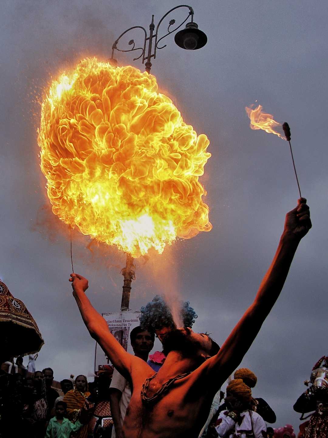 Fire artist during Teej festival Jaipur 
