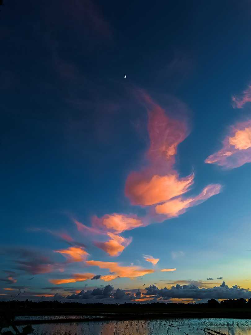 The moon bids farewell to the Sun