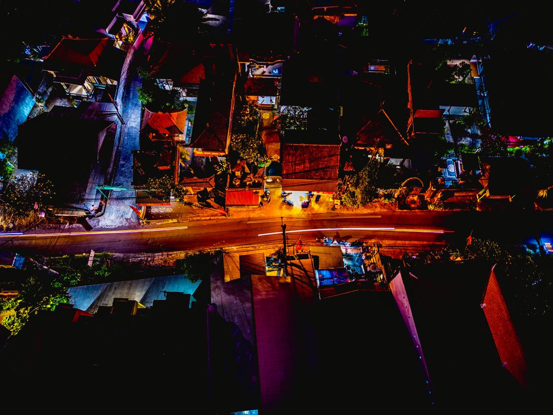 Night Mode Drone Photo In Bali