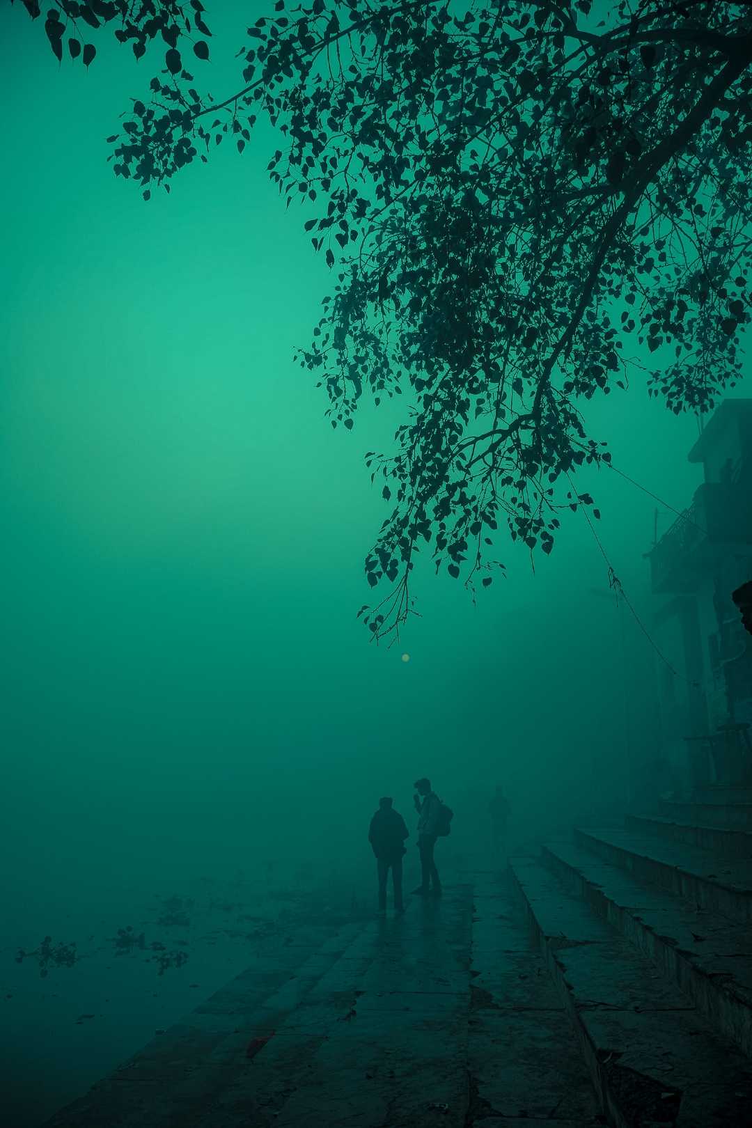 communication in moody winter morning 