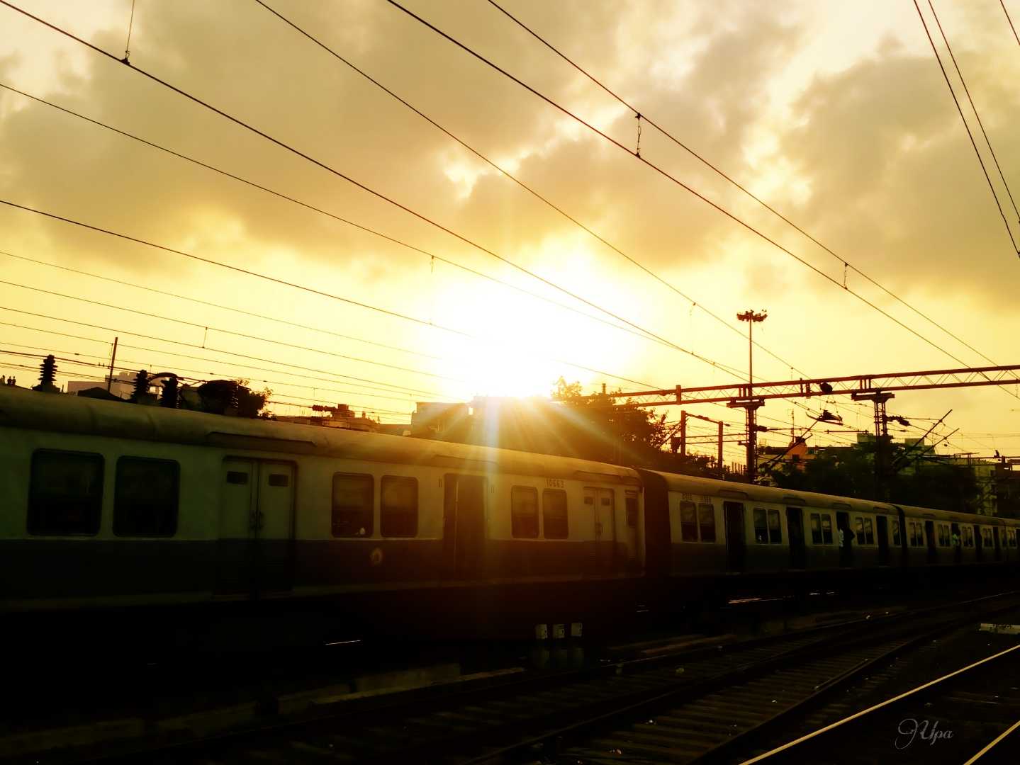 Sunset from train window seat.