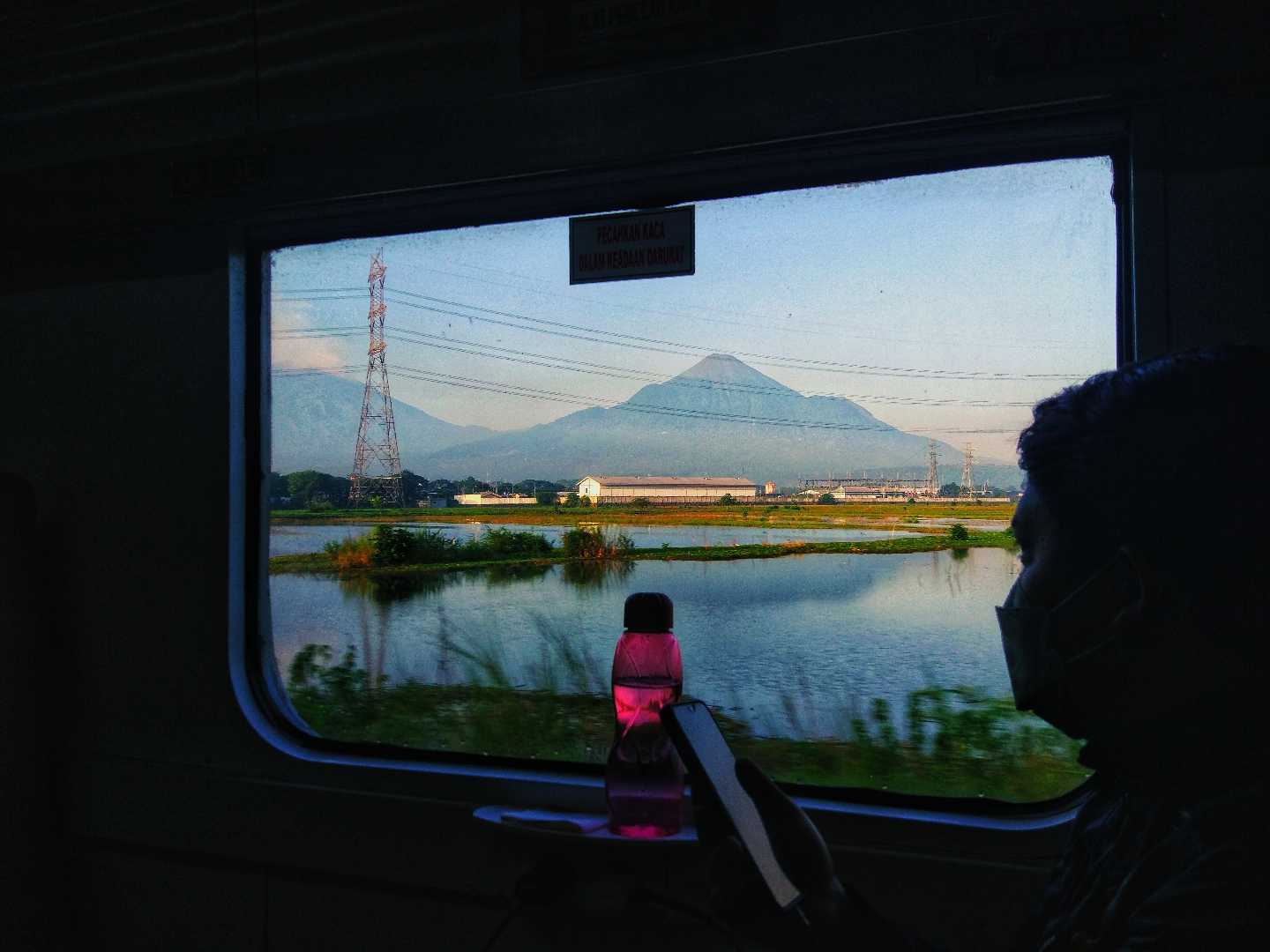 The view from inside the train
