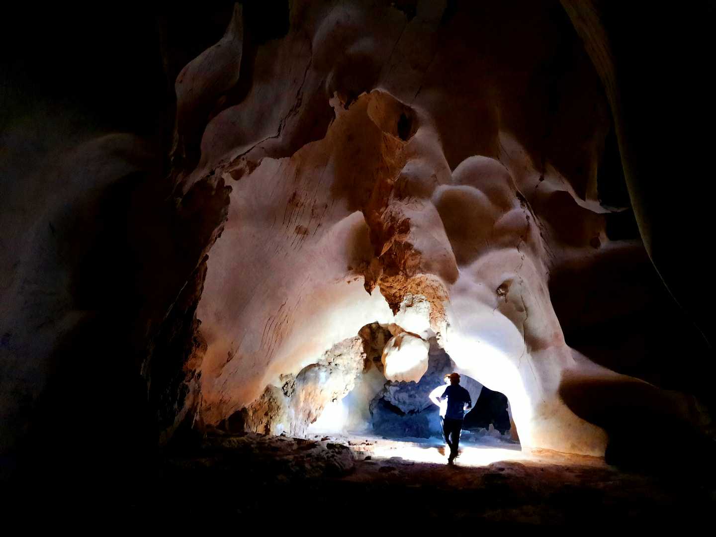 Exploring the limestone cave