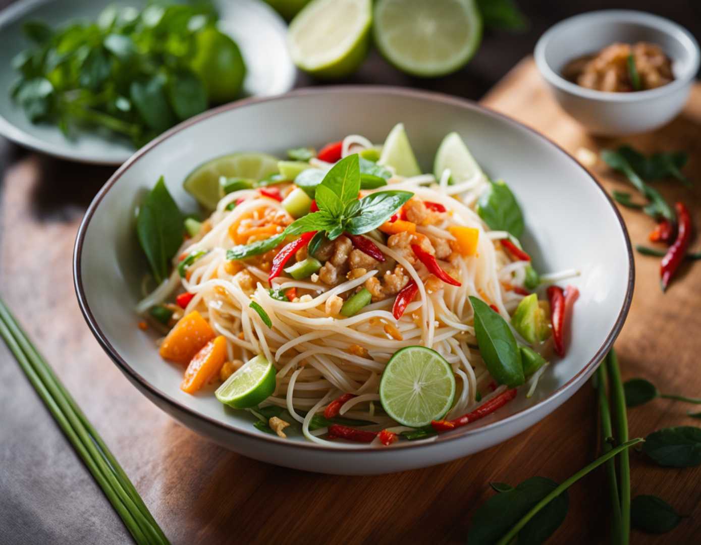 Som tum 🥗 Spicy green papaya salad  