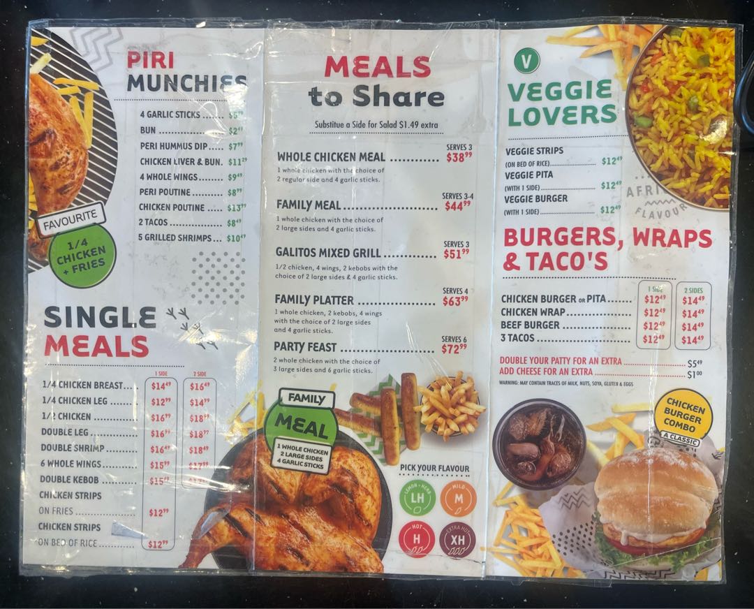 Galito’s Markham Menu