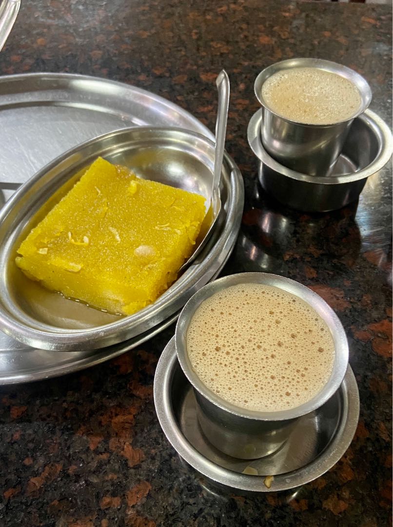 Rava Kesari and Filter Coffee