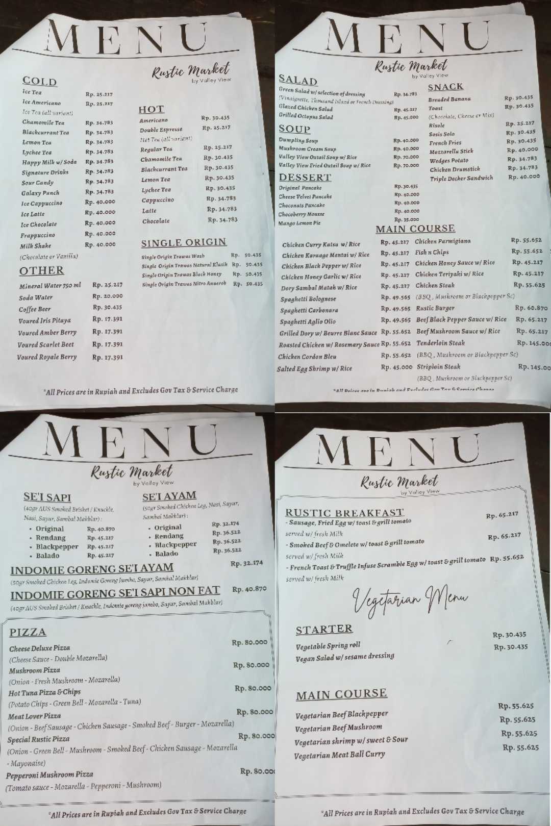 Daftar Menu Rustic Market