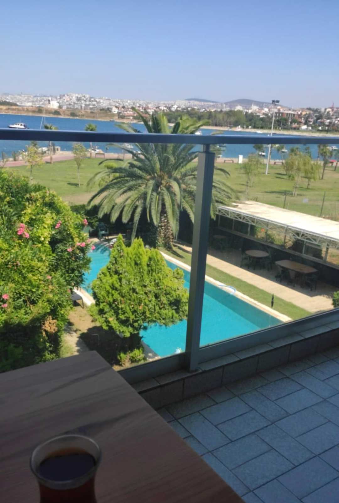 on the balcony