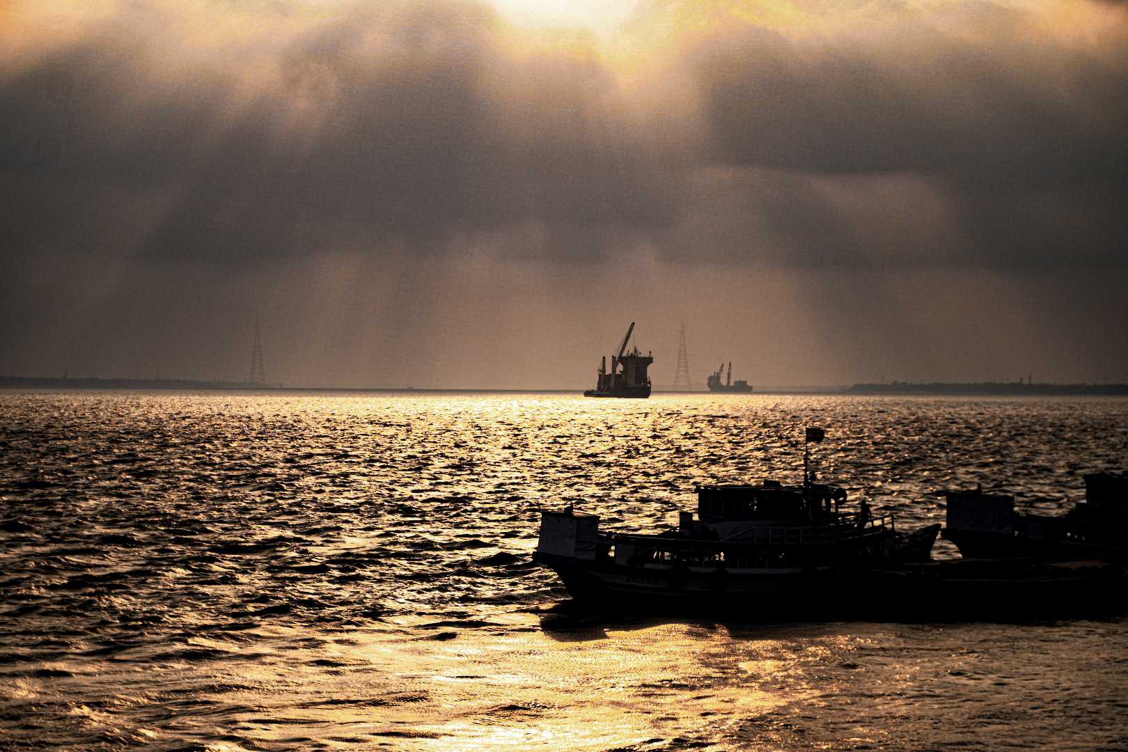 Golden hour and silhouette ft Ships and boats
