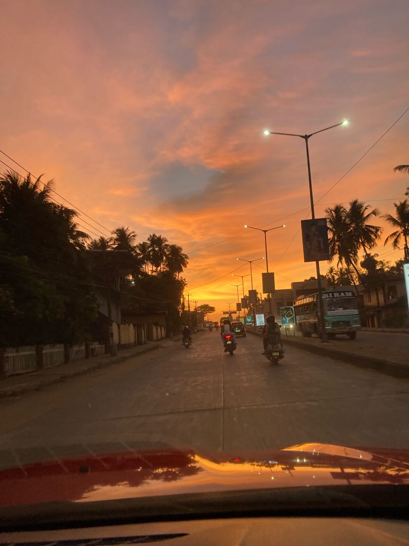 Udupi- sunset view from the street 