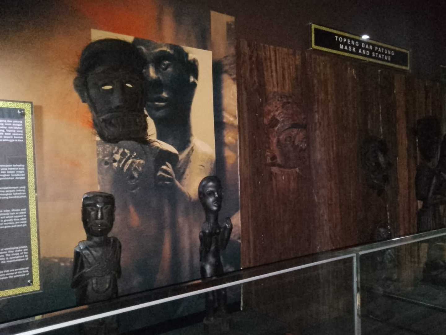 Dayak tribal statues and masks