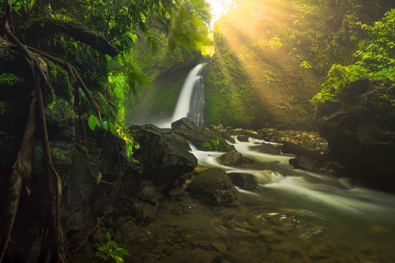 the beauty of the morning at the Palak Siring waterfall