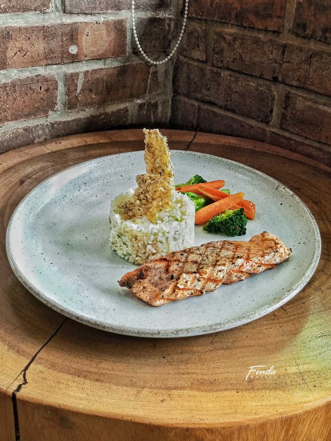 Grilled salmon butter rice