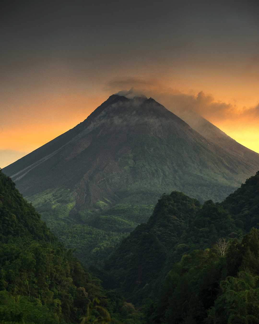 Golden Sunrise Merapi Mountain