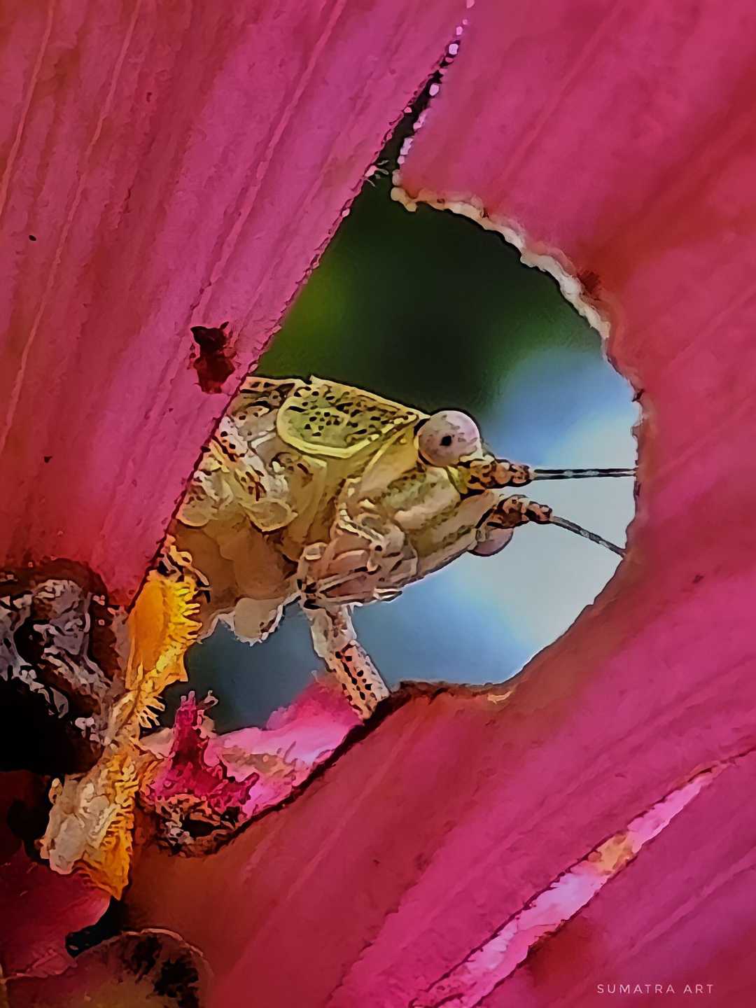 Grasshopper in frame