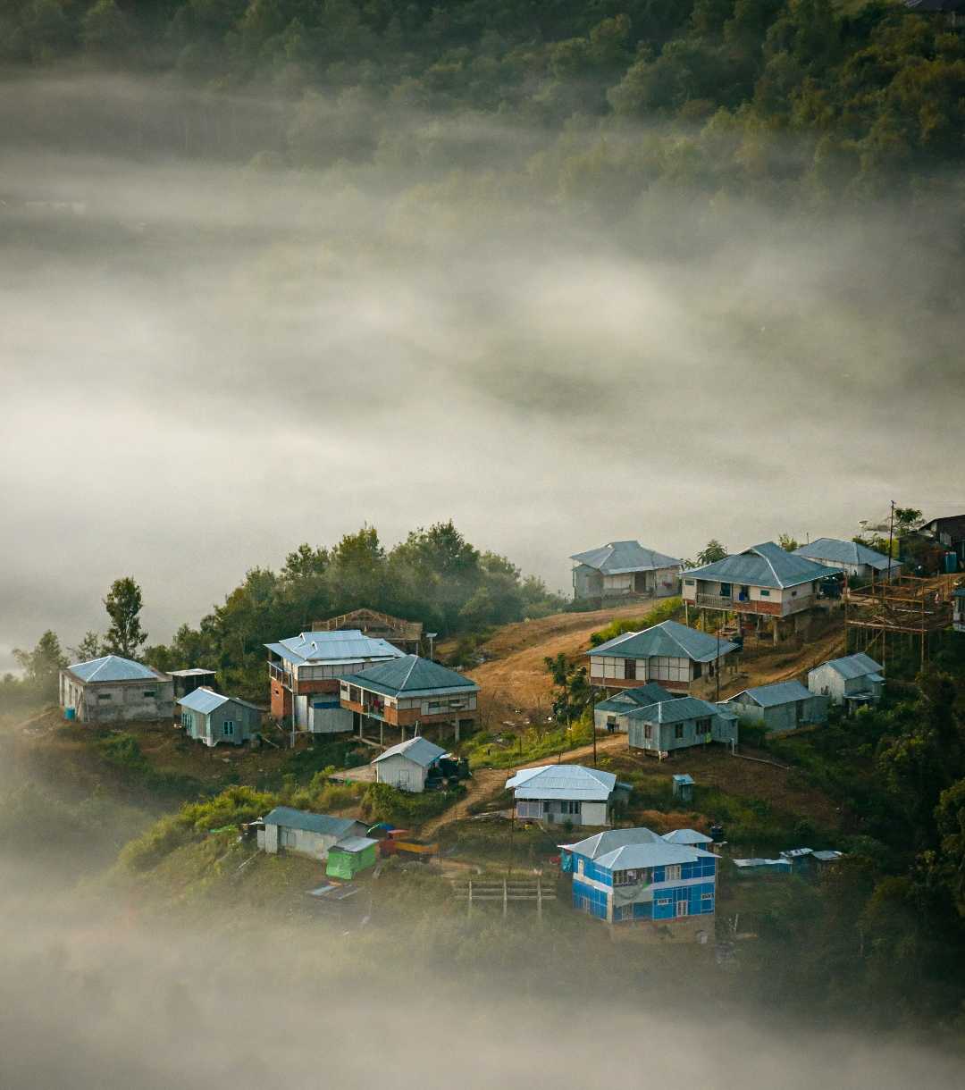 A town in clouds