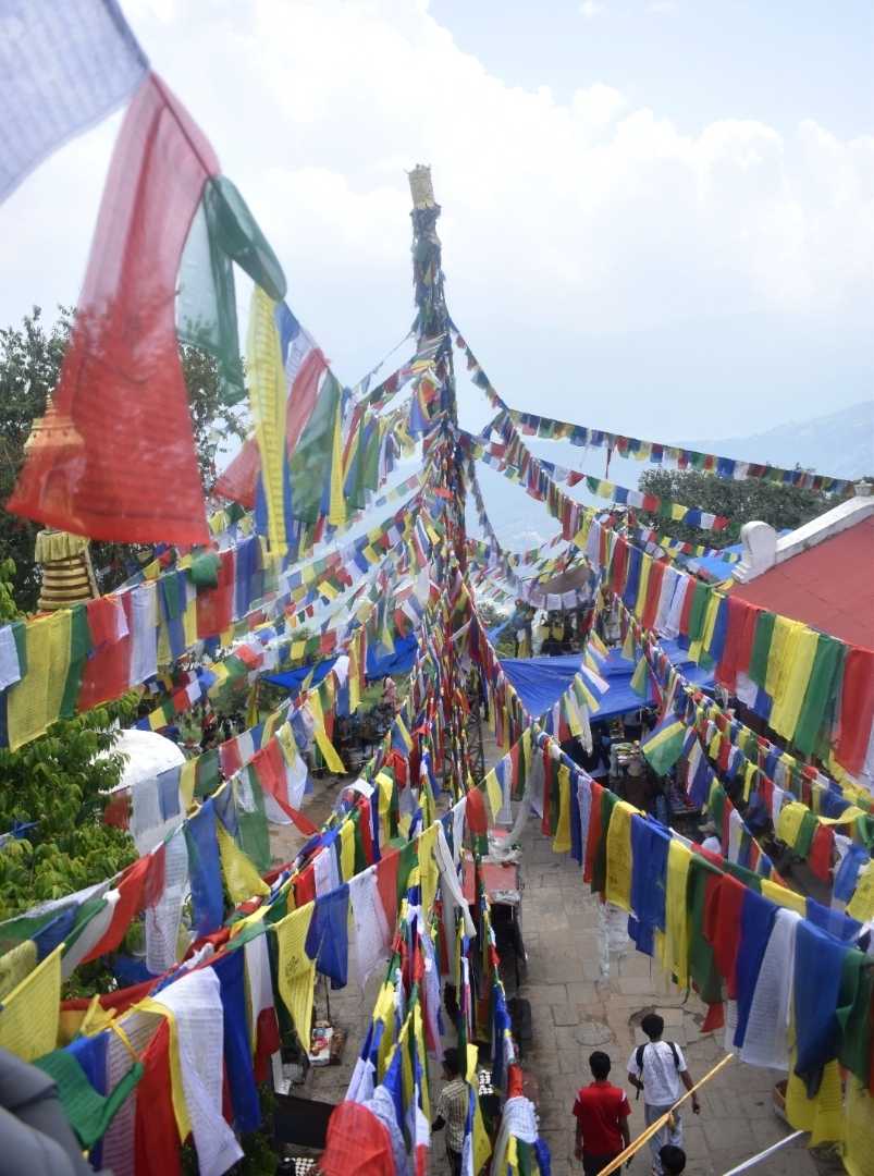 Prayer flags at Jamacho Gumba
