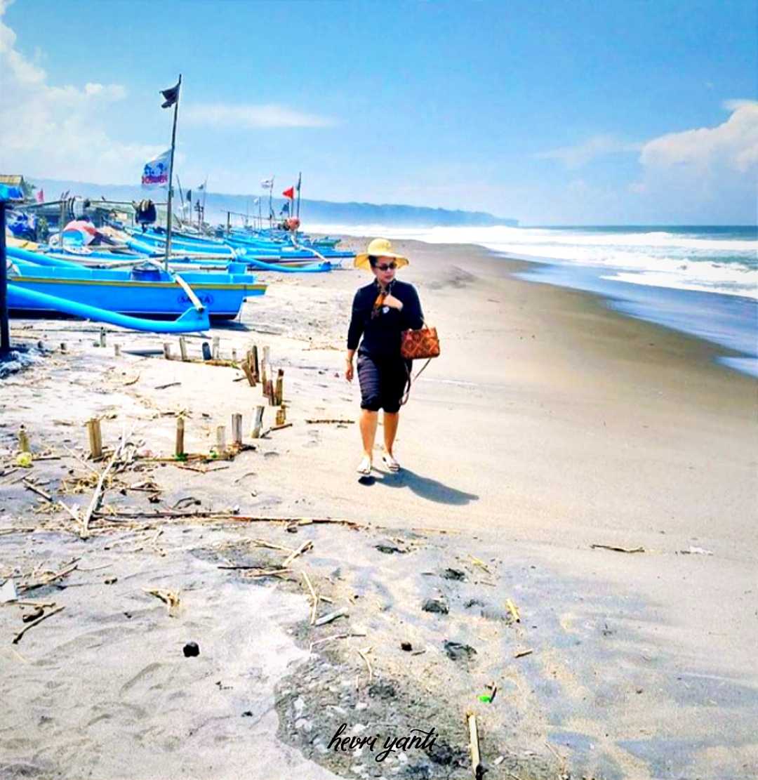 Walking along the tranquil beach